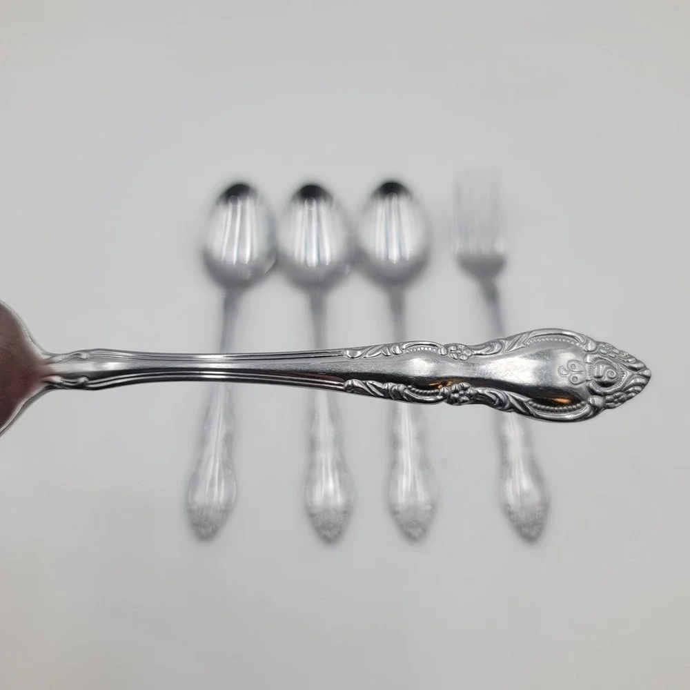5pc Northland Oneida Malmaison Stainless Flatware Set 4 Spoons 1 Dinner Fork